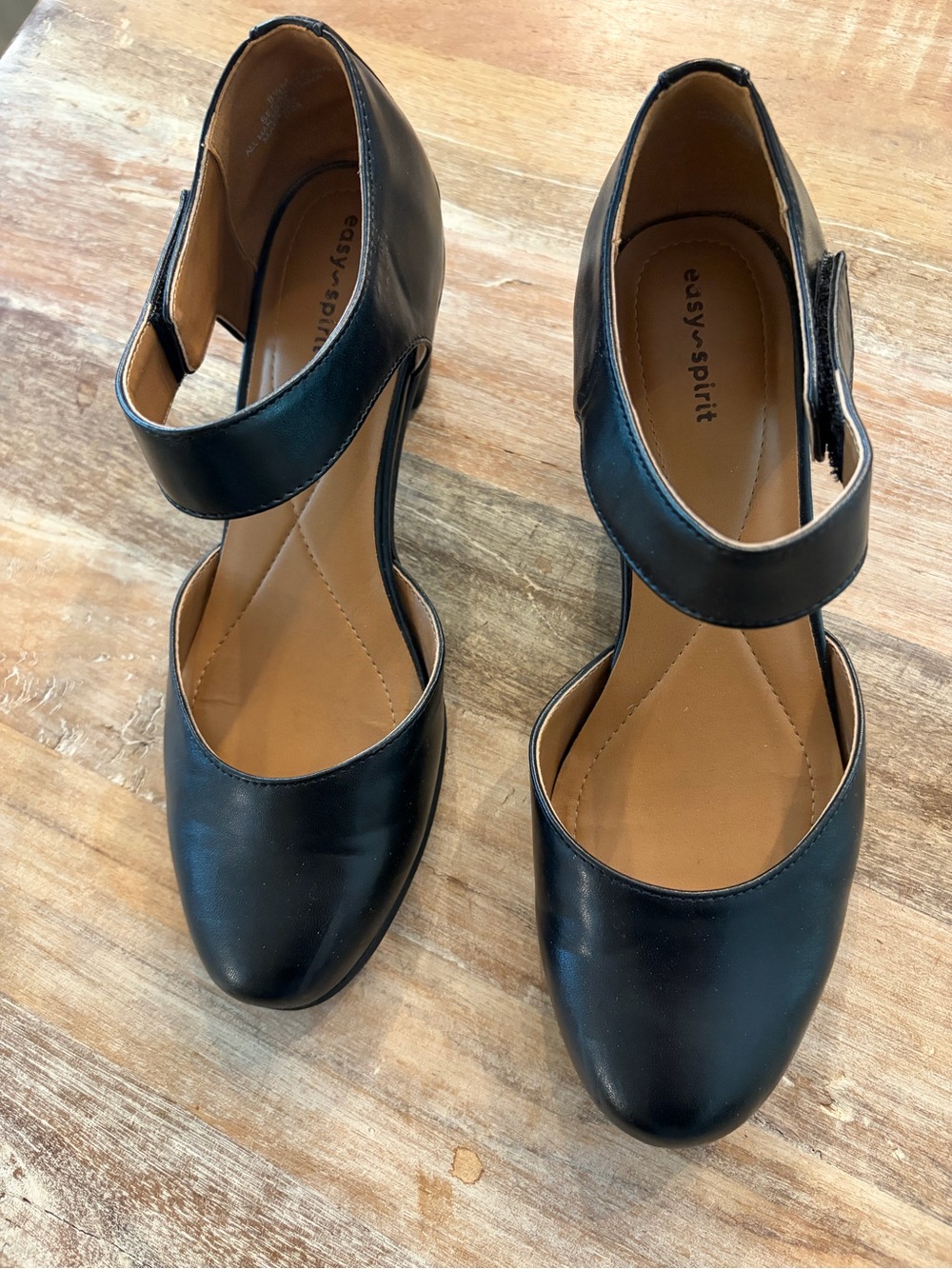 Easy Spirit Casity Mary Jane Pumps Black Size 8.5M Chunky Heel Comfort Strap
